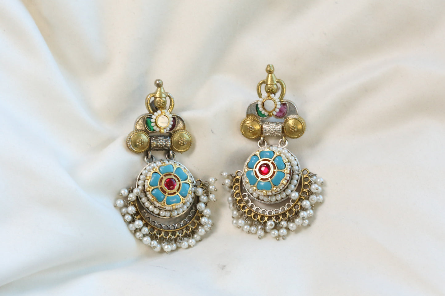 Aarna Dualtone Fusion Earrings -Turquoise