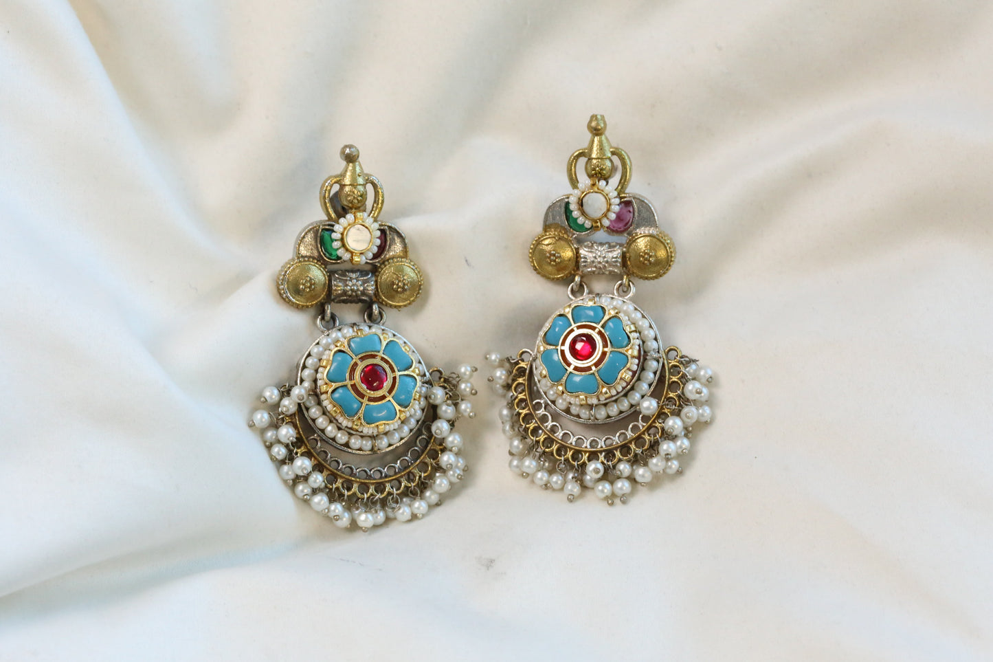 Aarna Dualtone Fusion Earrings -Turquoise