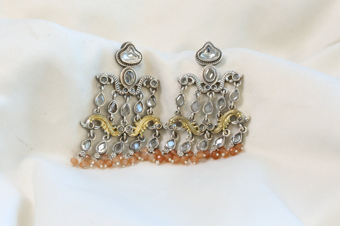 Dhaani Dualtone Pasa Earrings -Clear
