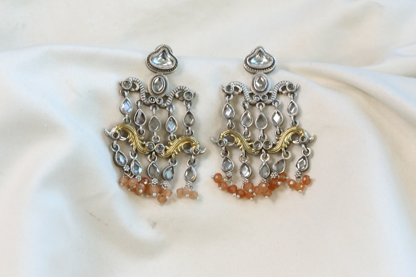 Dhaani Dualtone Pasa Earrings -Clear