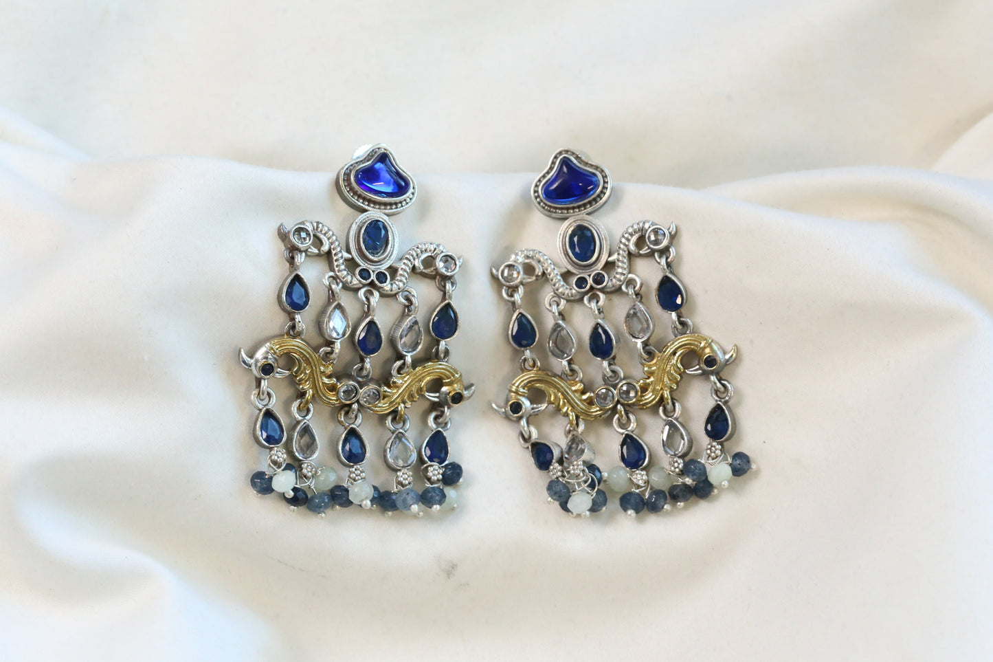 Dhaani Dualtone Pasa Earrings - Blue Clear