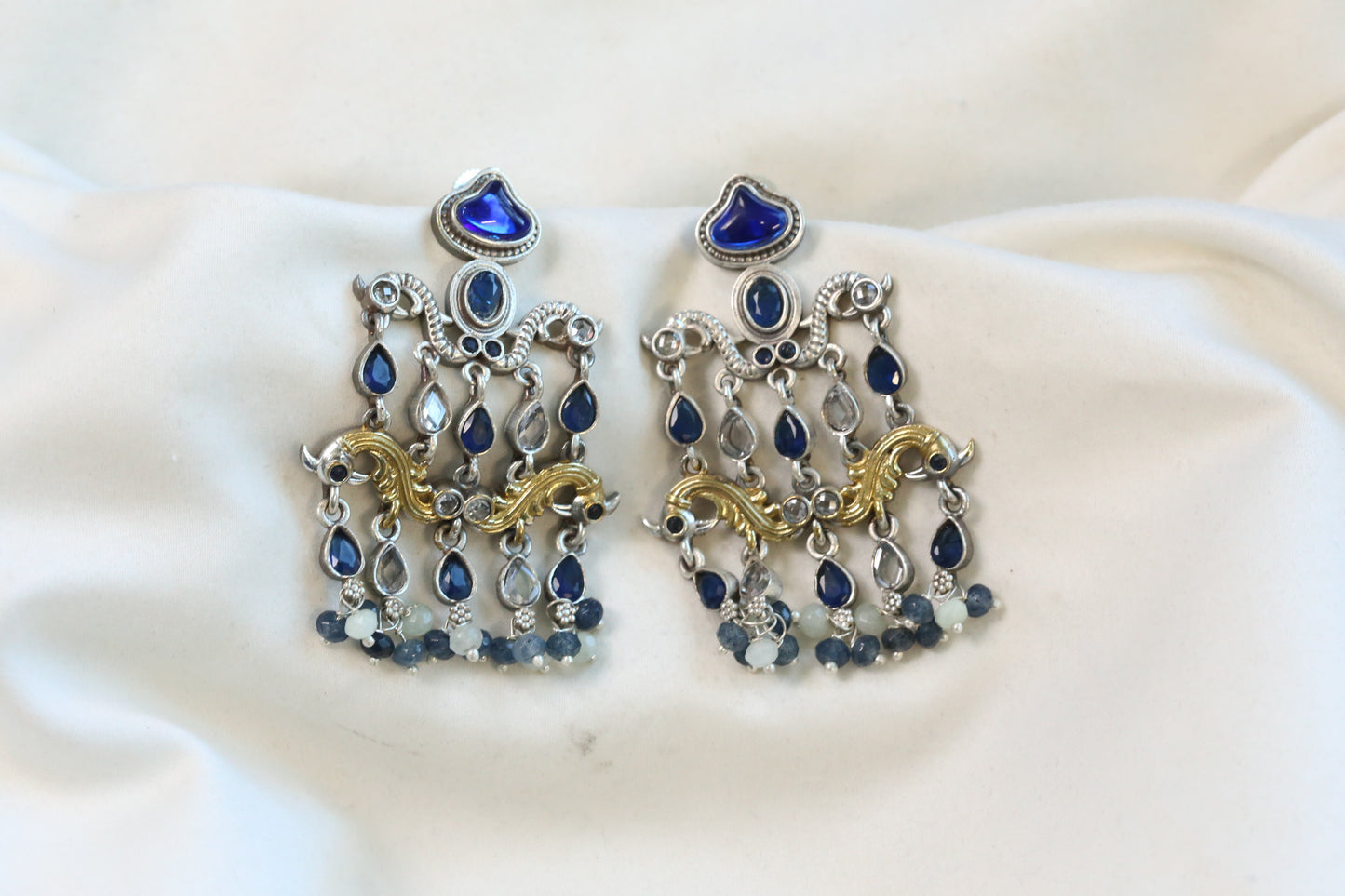 Dhaani Dualtone Pasa Earrings - Blue Clear