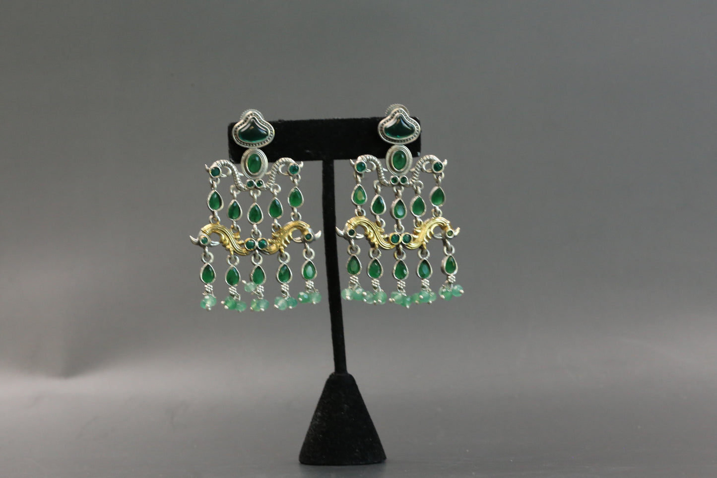 Dhaani Dualtone Pasa Earrings - Green