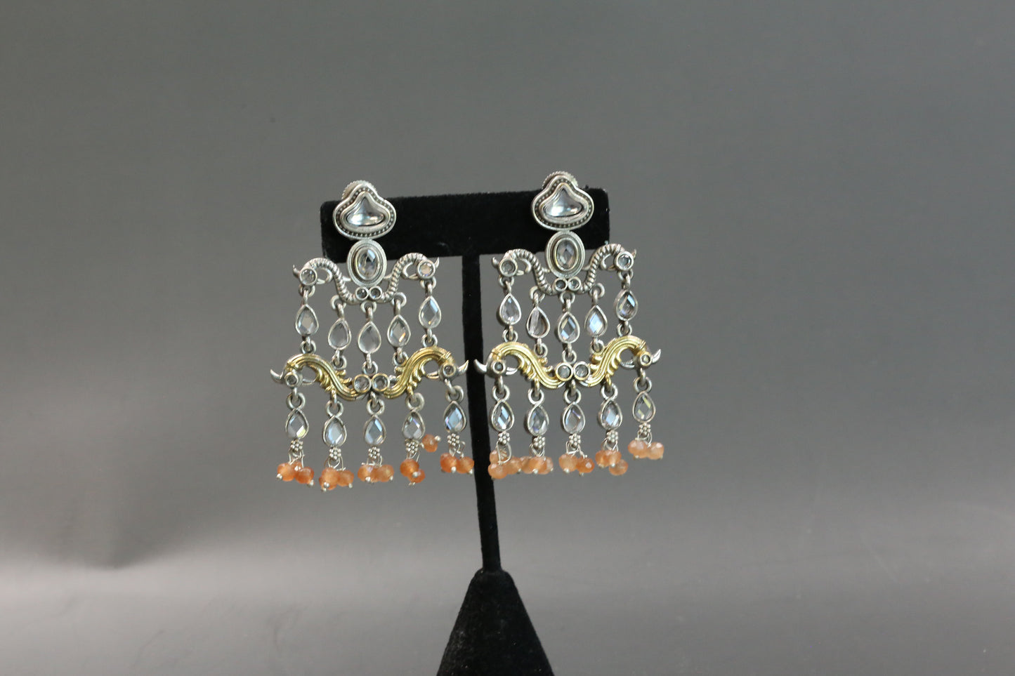 Dhaani Dualtone Pasa Earrings -Clear