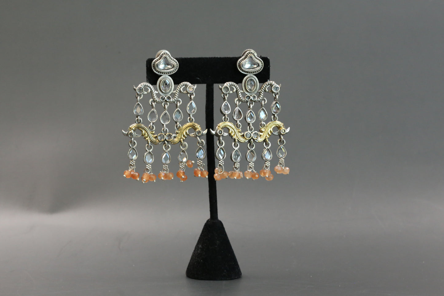 Dhaani Dualtone Pasa Earrings -Clear
