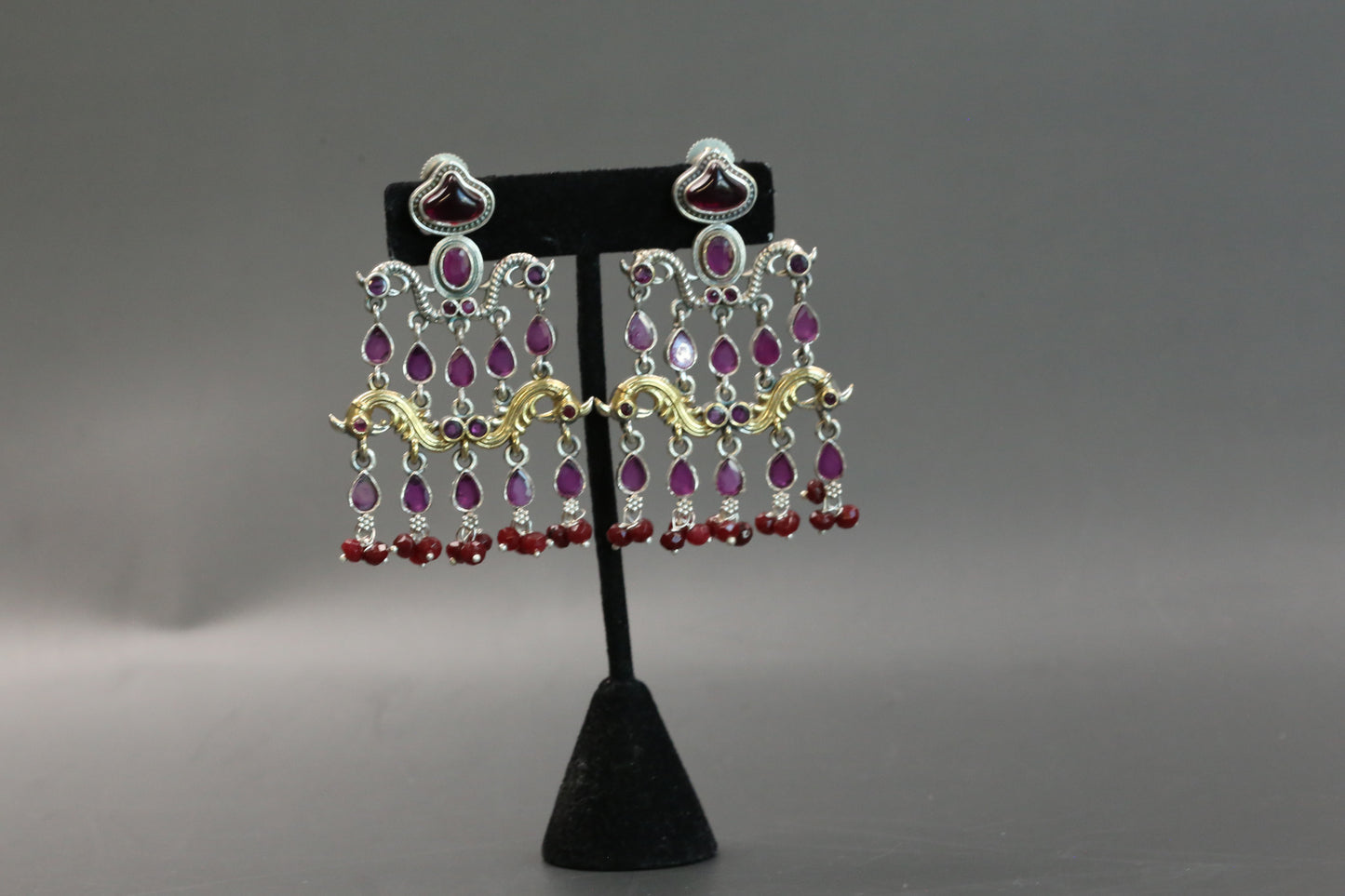 Dhaani Dualtone Pasa Earrings - Red