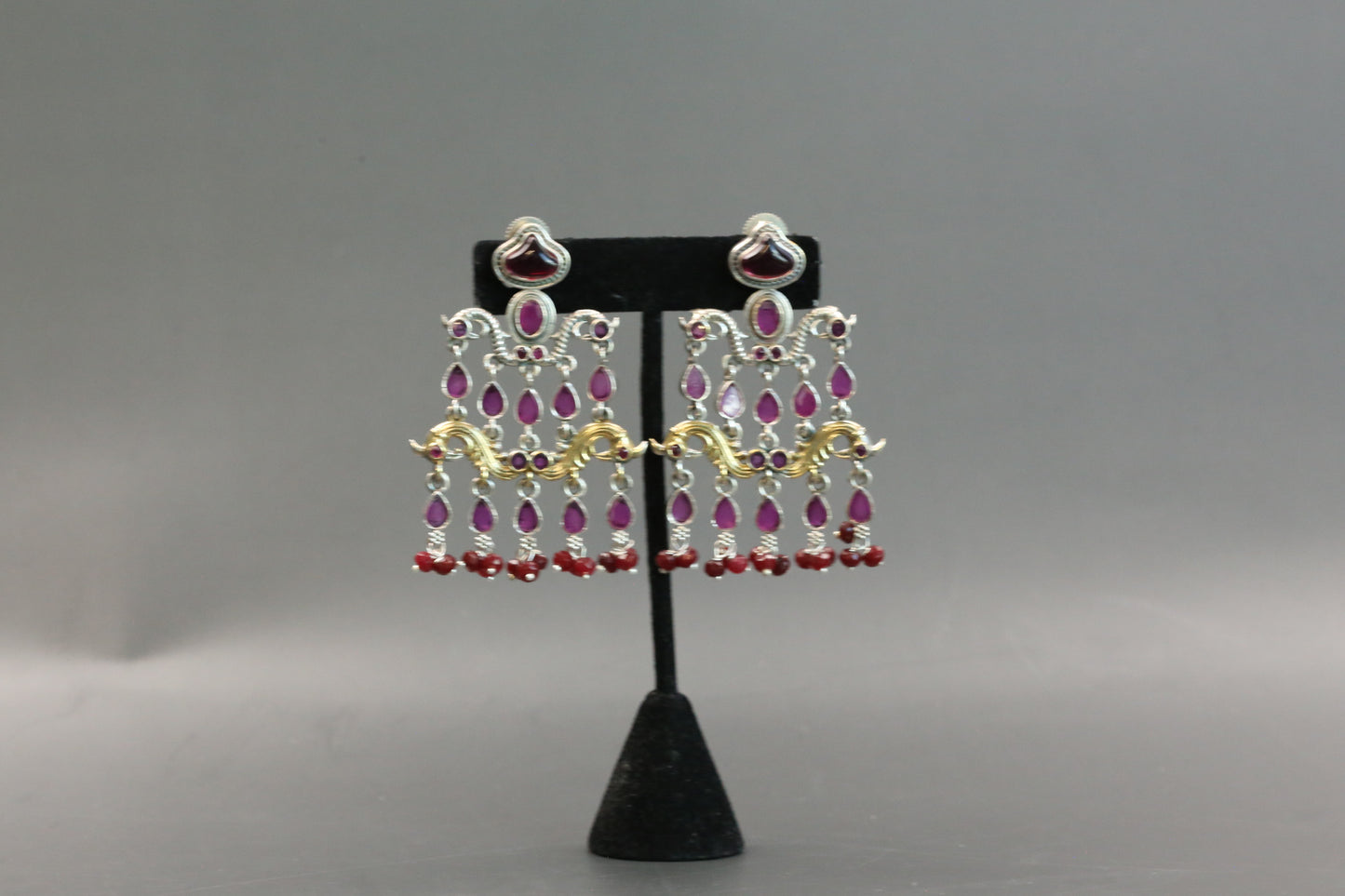 Dhaani Dualtone Pasa Earrings - Red