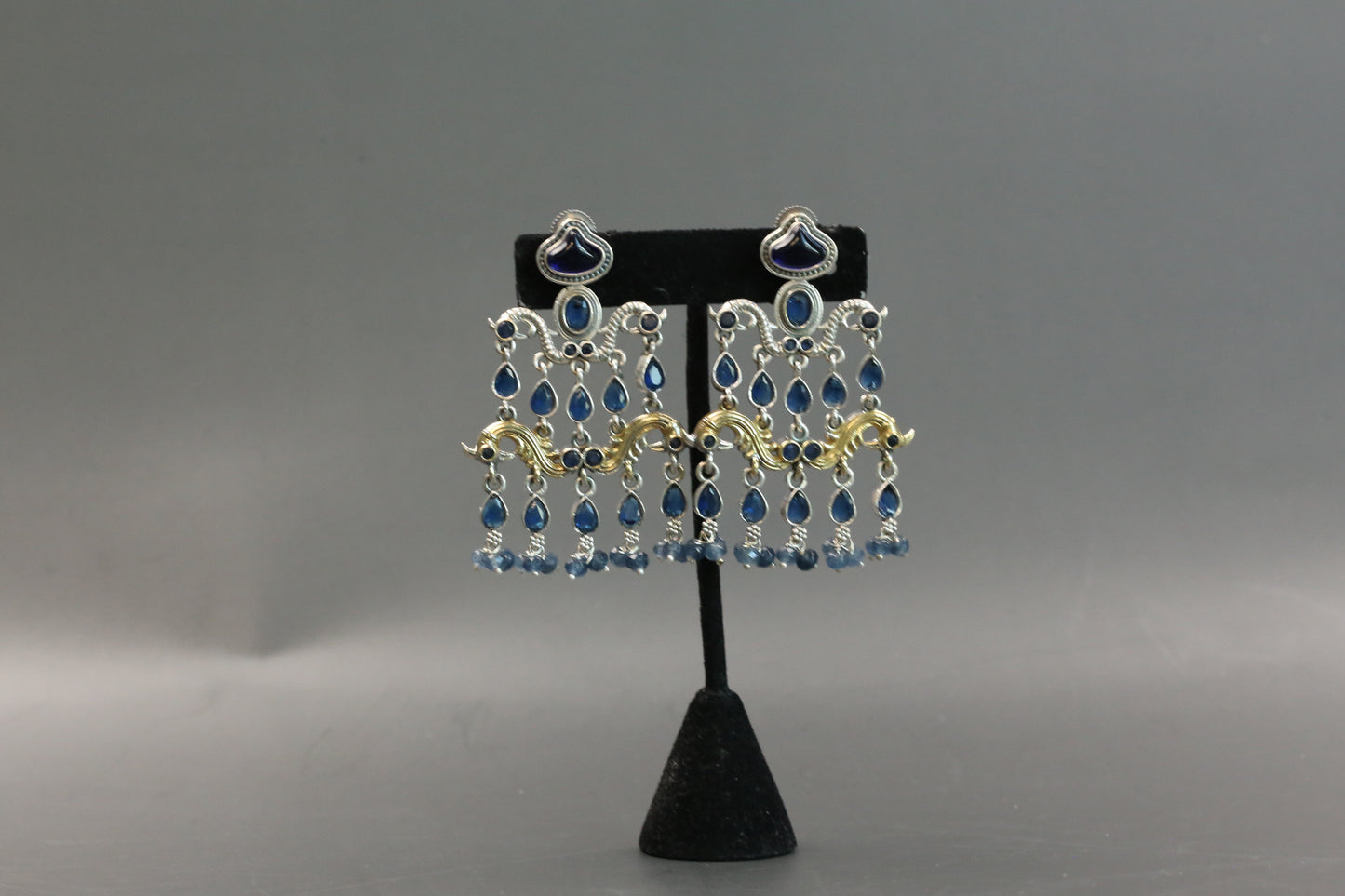 Dhaani Dualtone Pasa Earrings - Blue