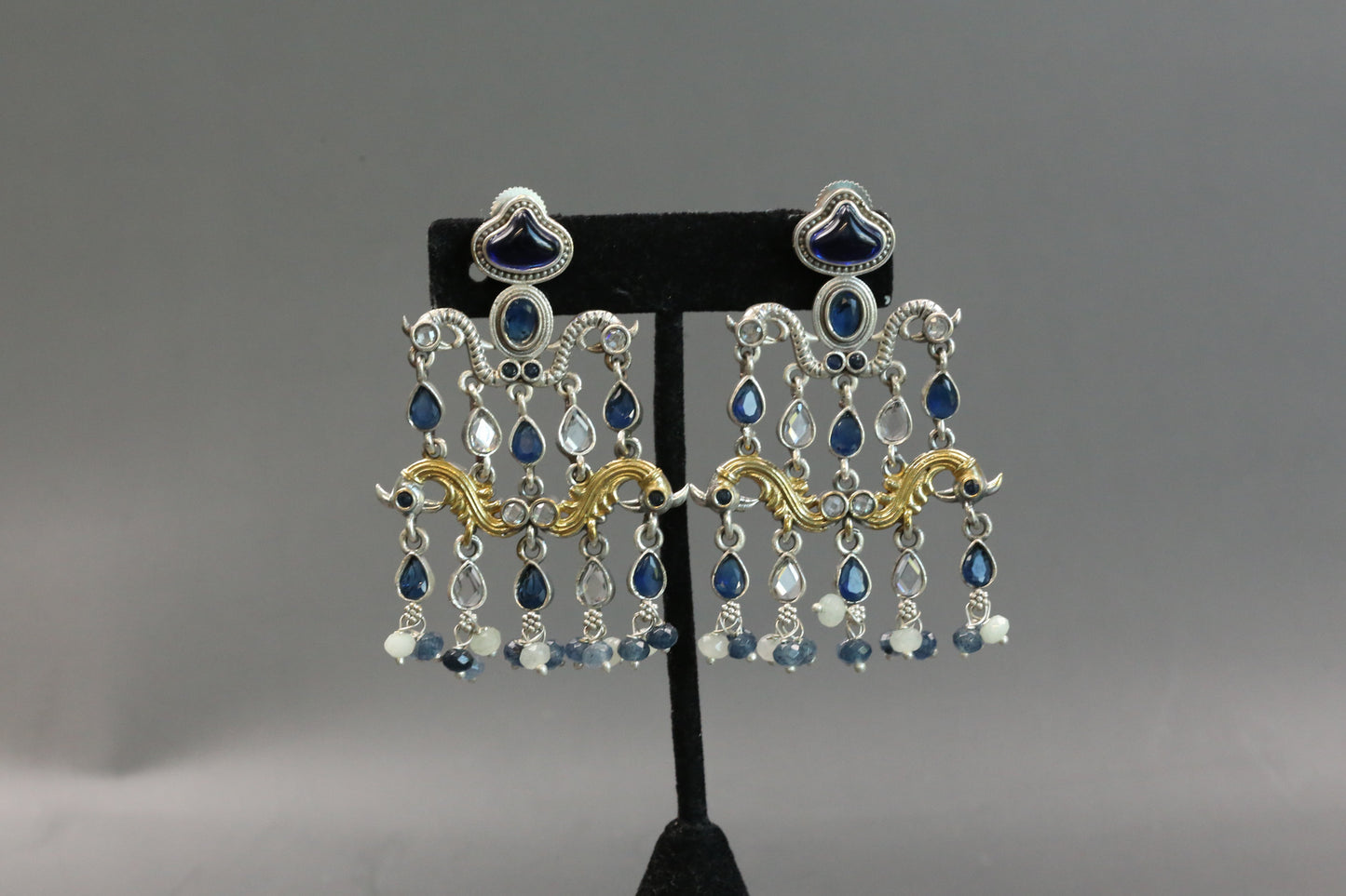 Dhaani Dualtone Pasa Earrings - Blue Clear