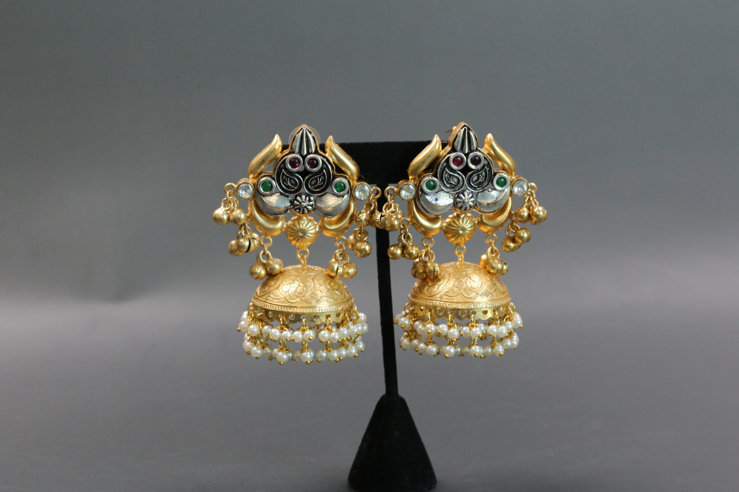 Fusion Kundan Dualtone Jhumka- Gold