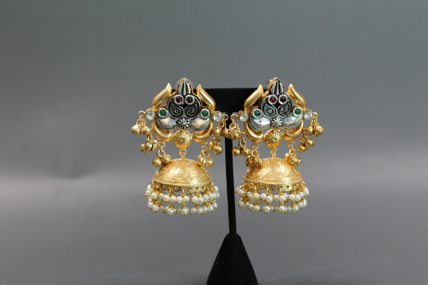 Fusion Kundan Dualtone Jhumka- Gold