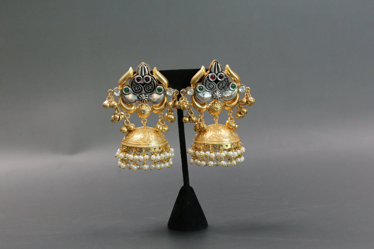 Fusion Kundan Dualtone Jhumka- Gold