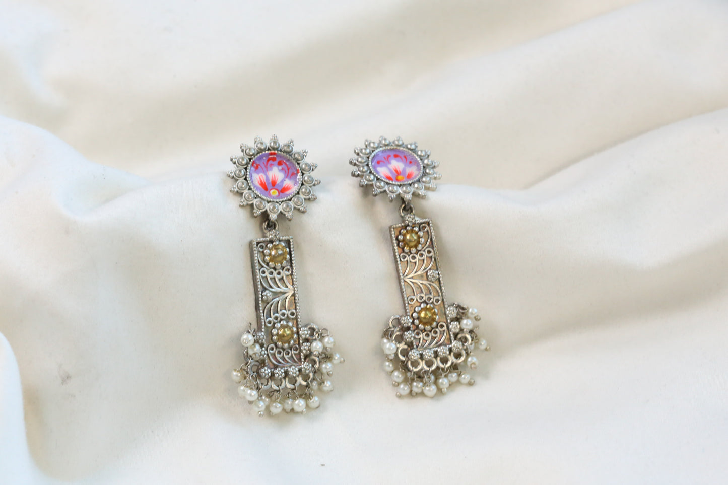 Meenakari Dualtone Chandbaali -Purple
