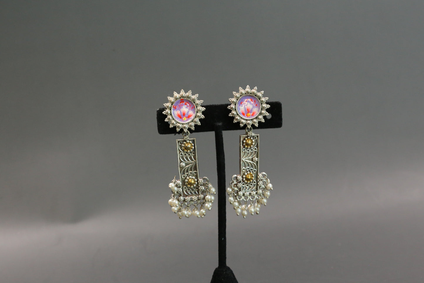 Meenakari Dualtone Chandbaali -Purple