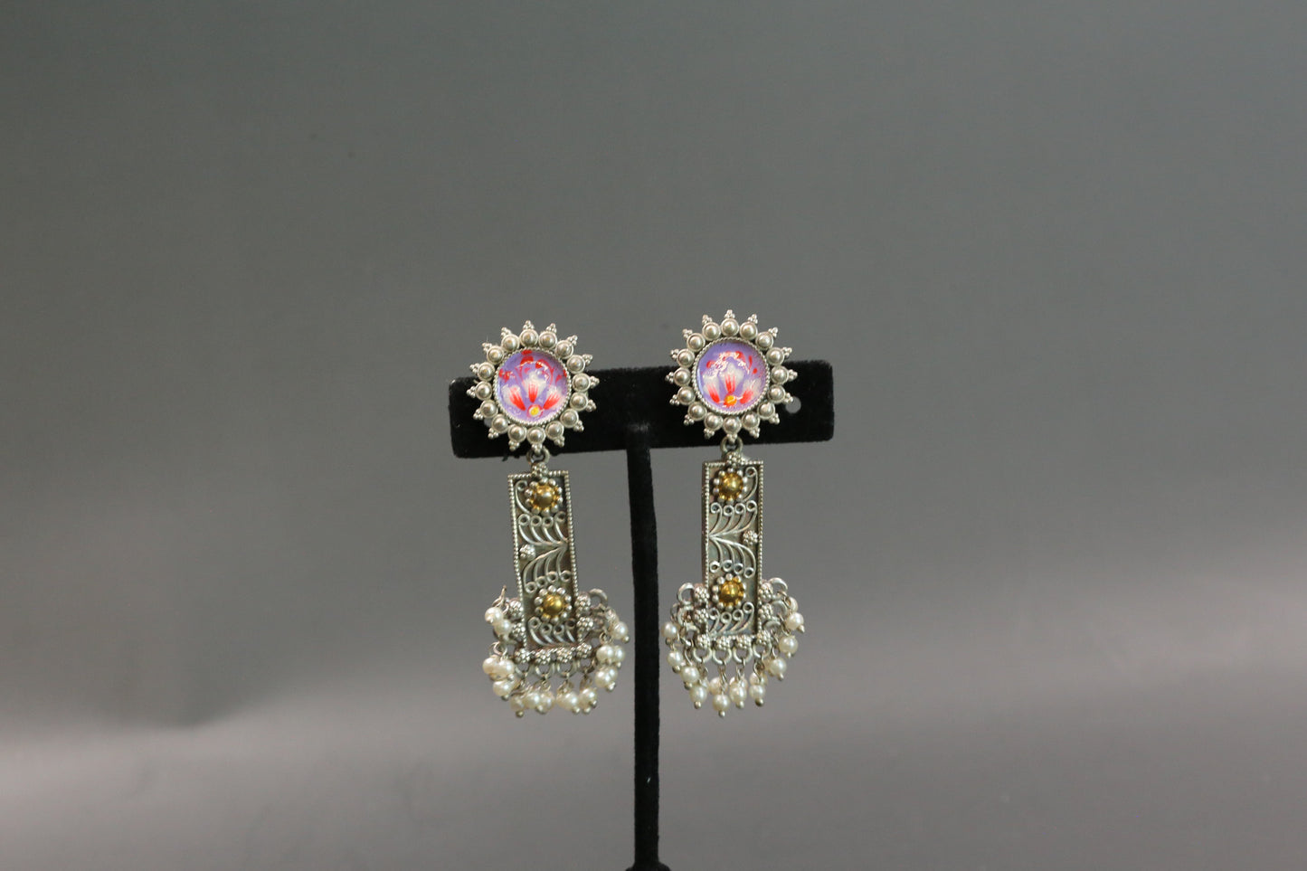 Meenakari Dualtone Chandbaali -Purple