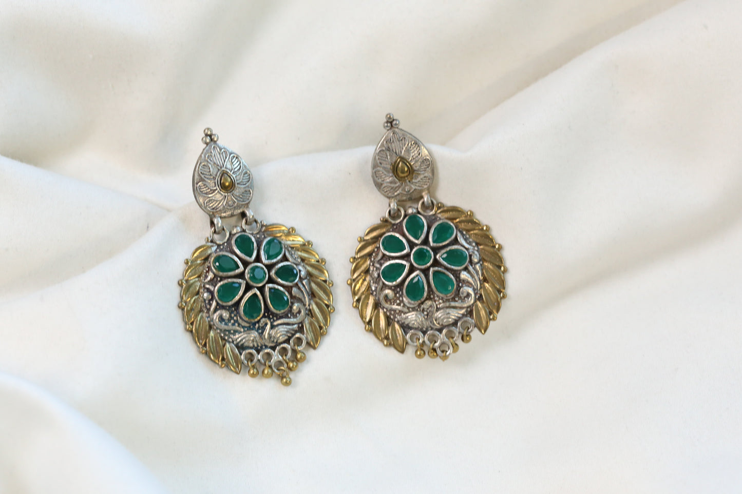 Dualtone Emerald Chand Earrings