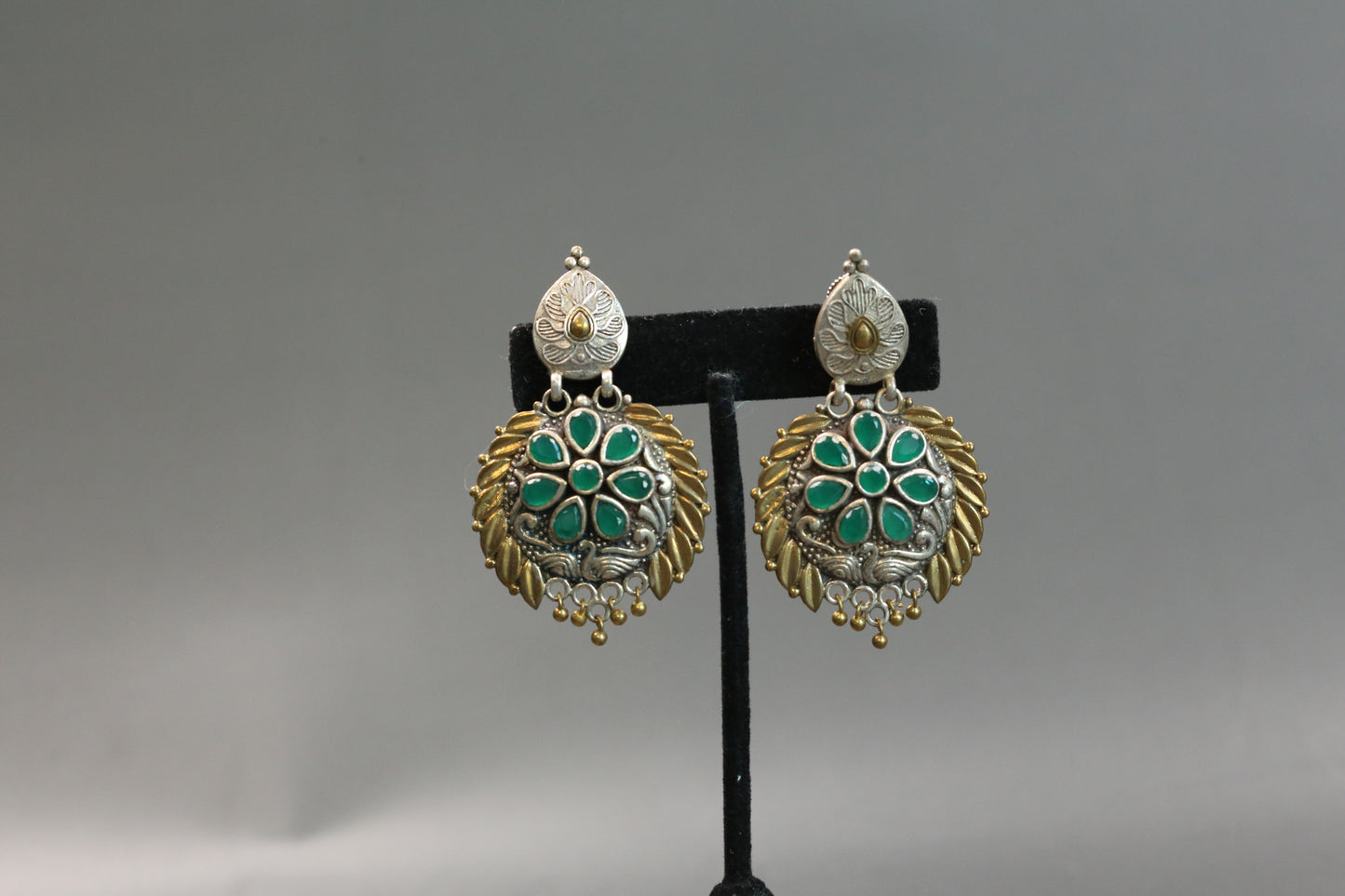 Dualtone Emerald Chand Earrings
