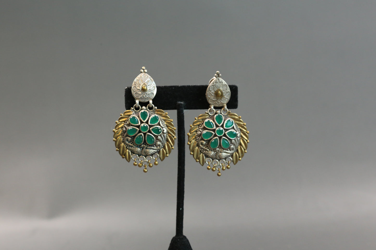 Dualtone Emerald Chand Earrings