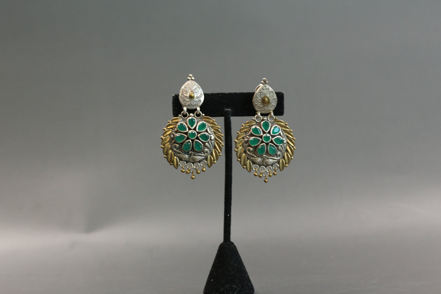 Dualtone Emerald Chand Earrings