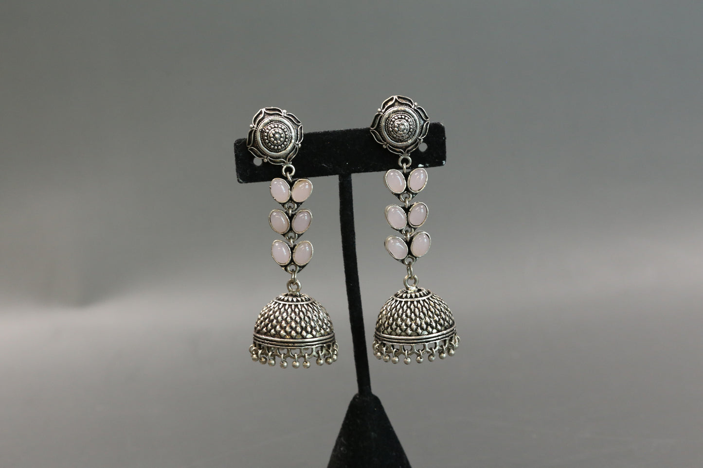 Rose Silver Tone Long Jhumka