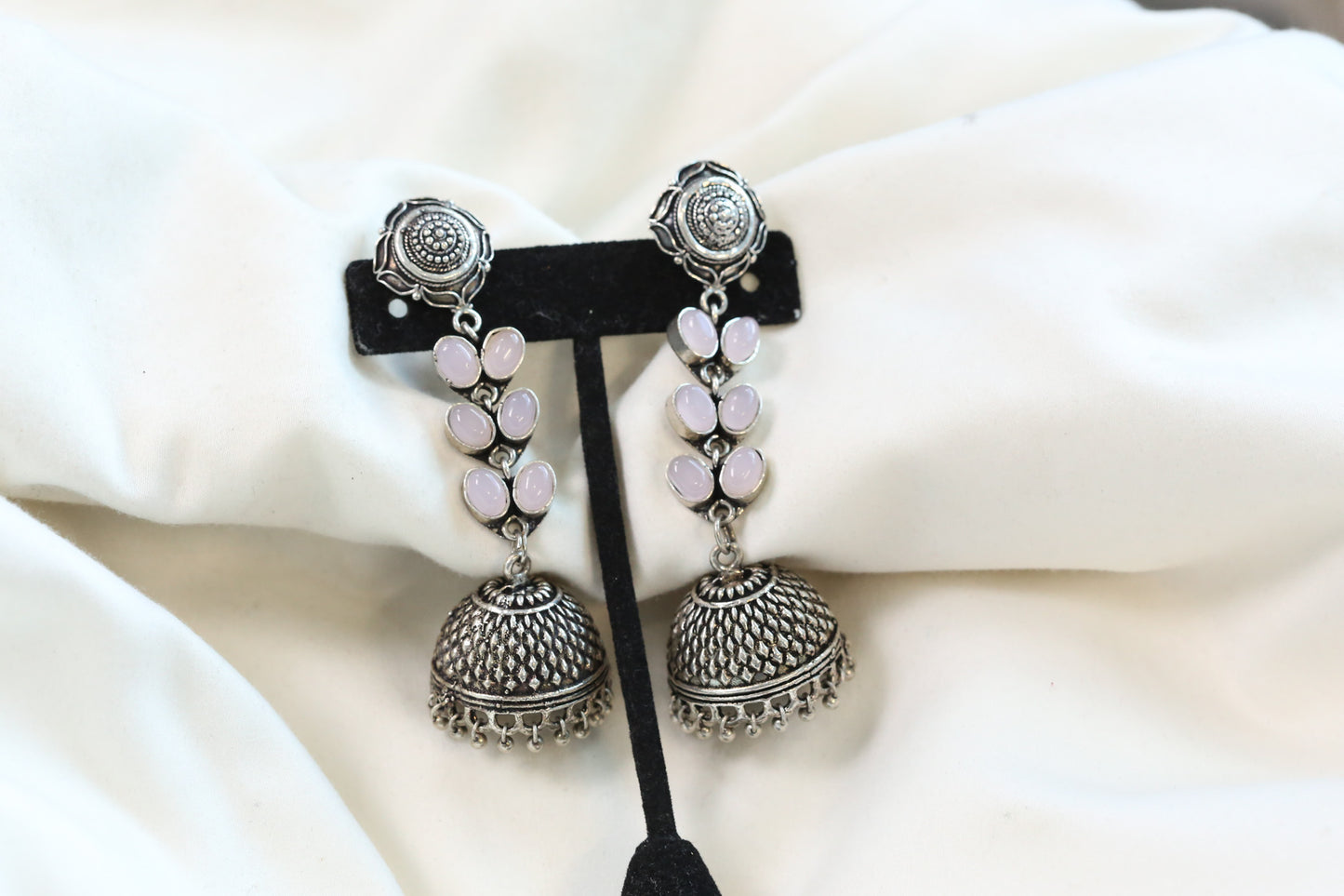 Rose Silver Tone Long Jhumka