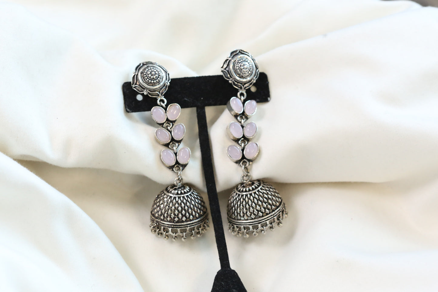 Rose Silver Tone Long Jhumka