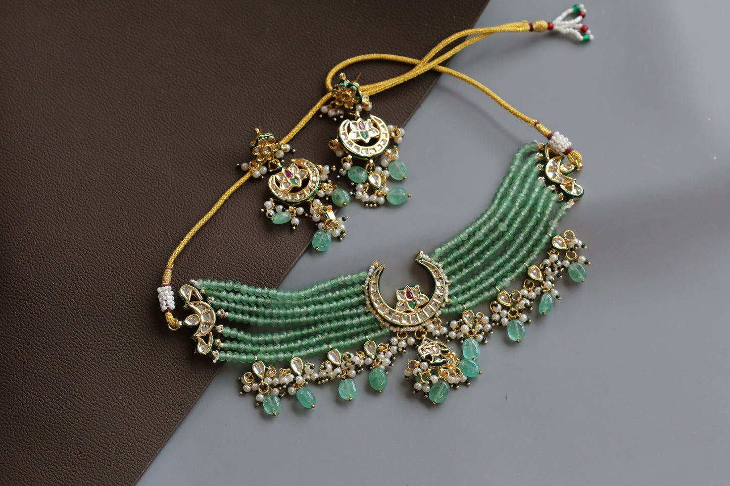Chandrika Jadau Choker Necklace Set - Style 4