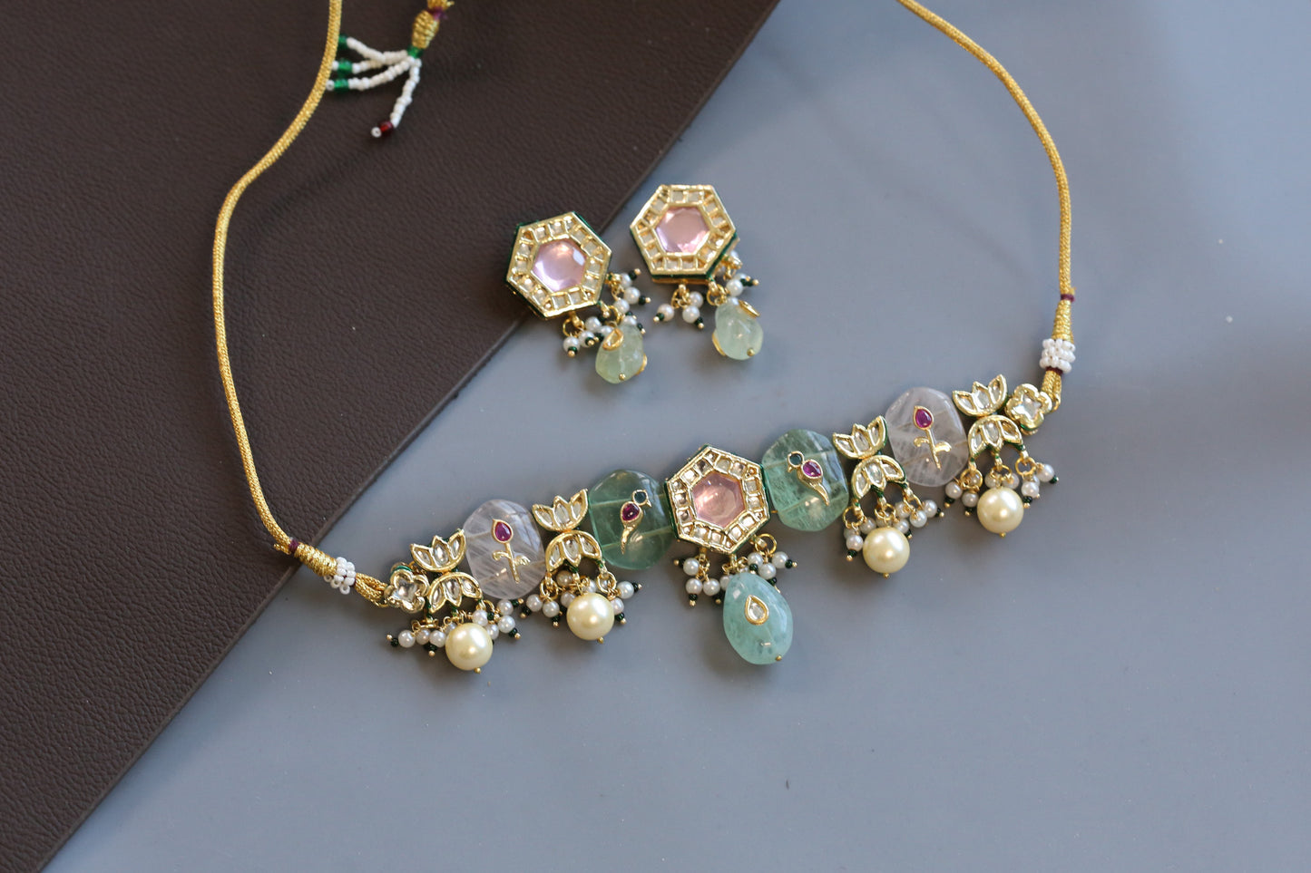 Chandrika Jadau Choker Necklace Set - Style 2