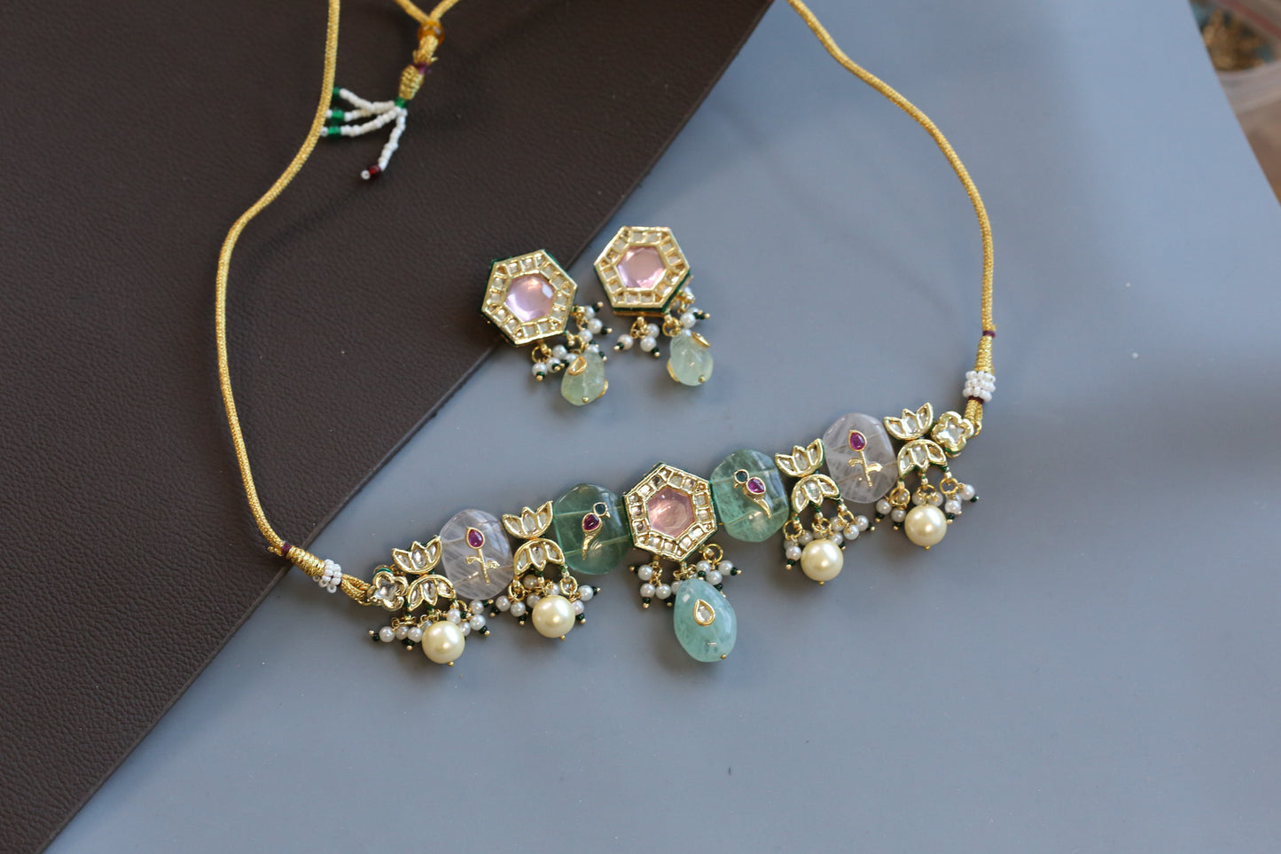 Chandrika Jadau Choker Necklace Set - Style 2
