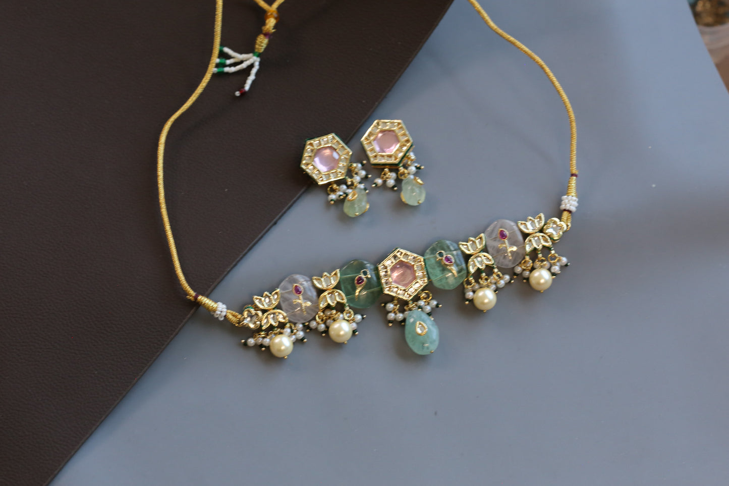Chandrika Jadau Choker Necklace Set - Style 2