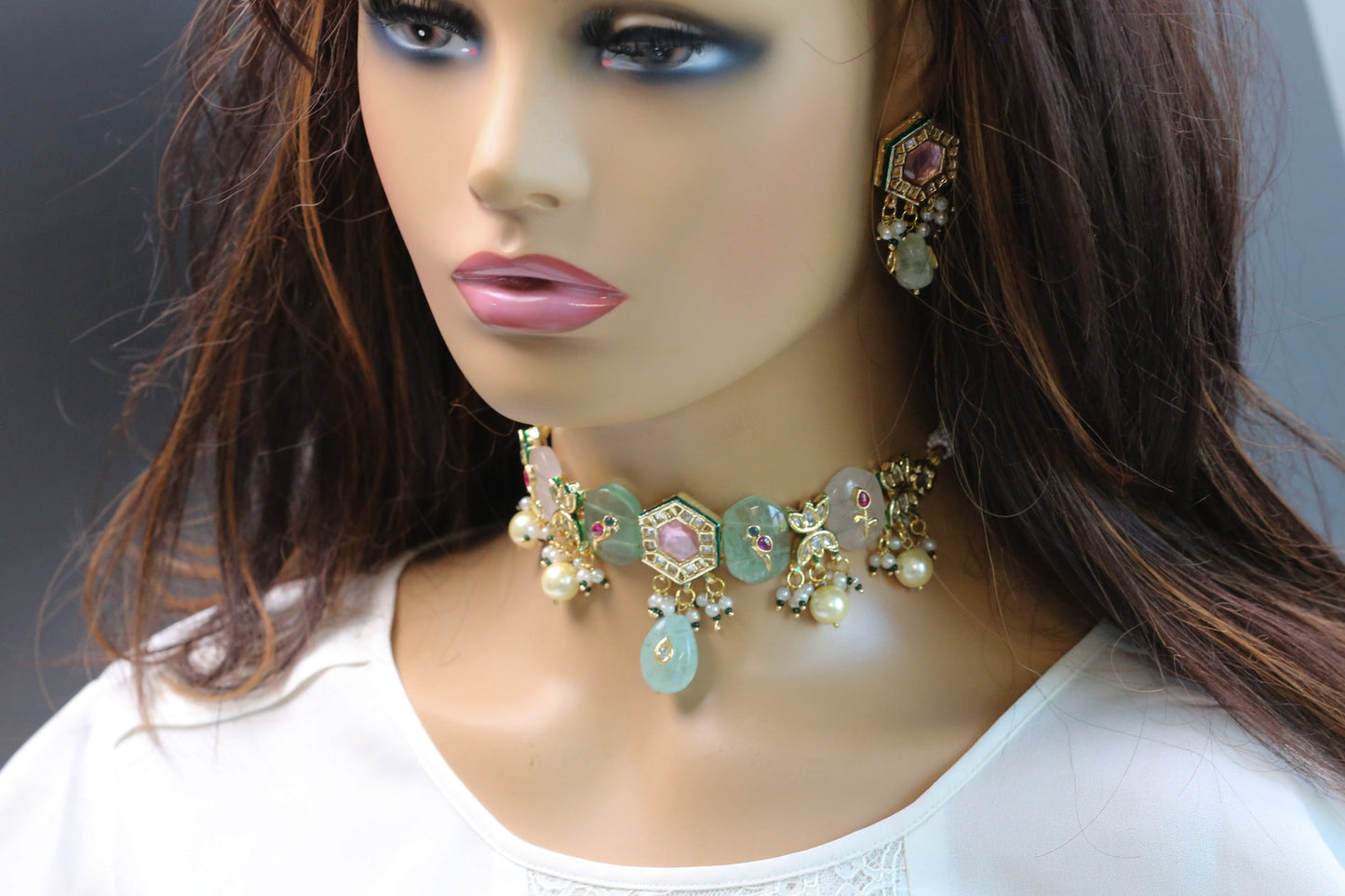 Chandrika Jadau Choker Necklace Set - Style 2
