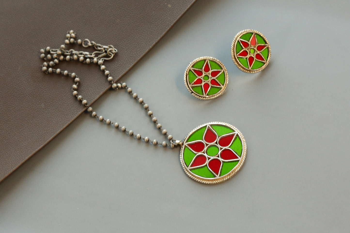 Mandala Real Glass Pendant Set