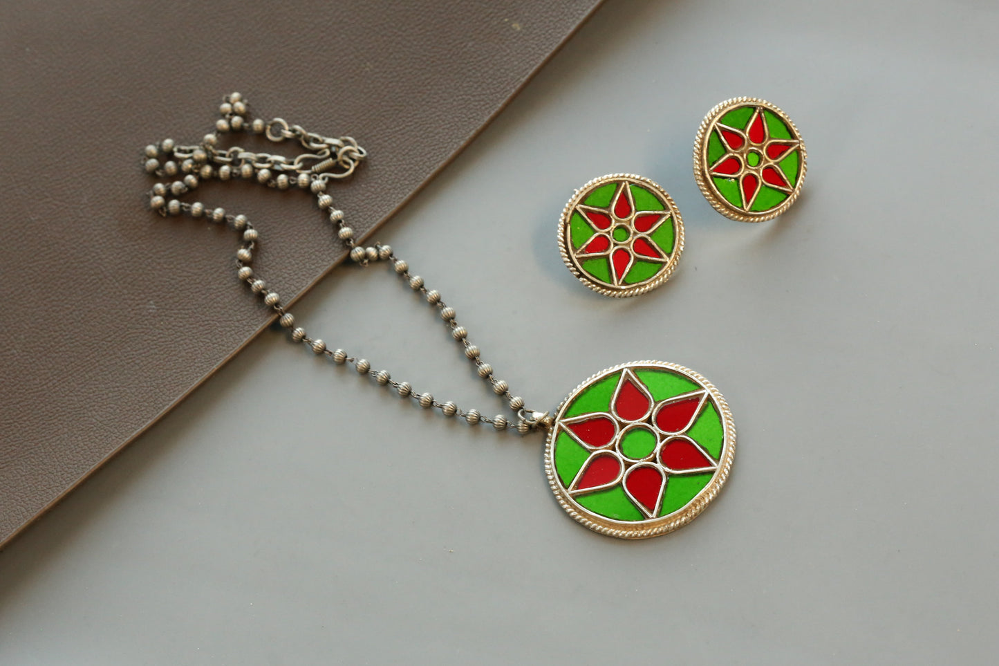 Mandala Real Glass Pendant Set