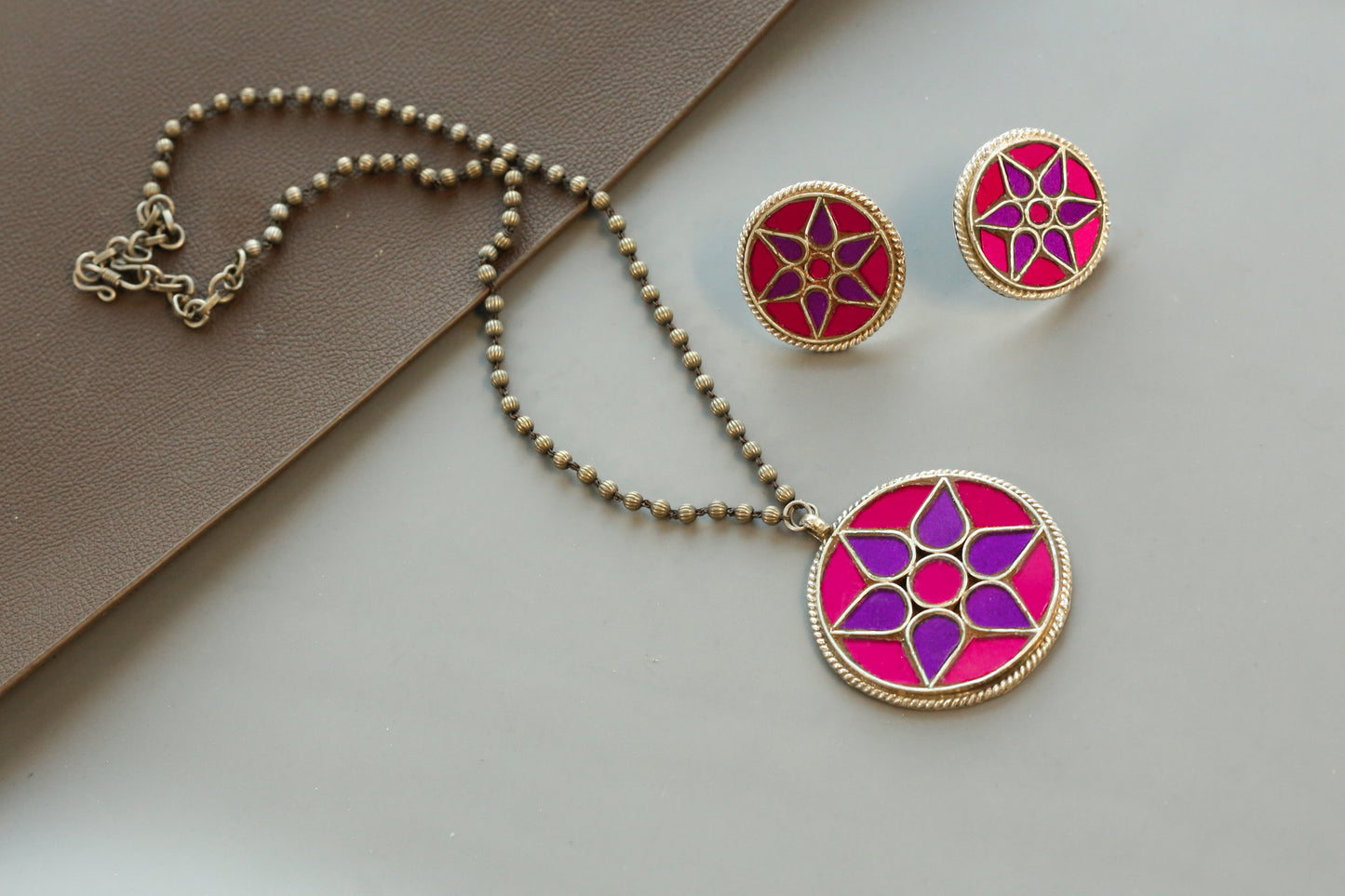 Mandala Real Glass Pendant Set