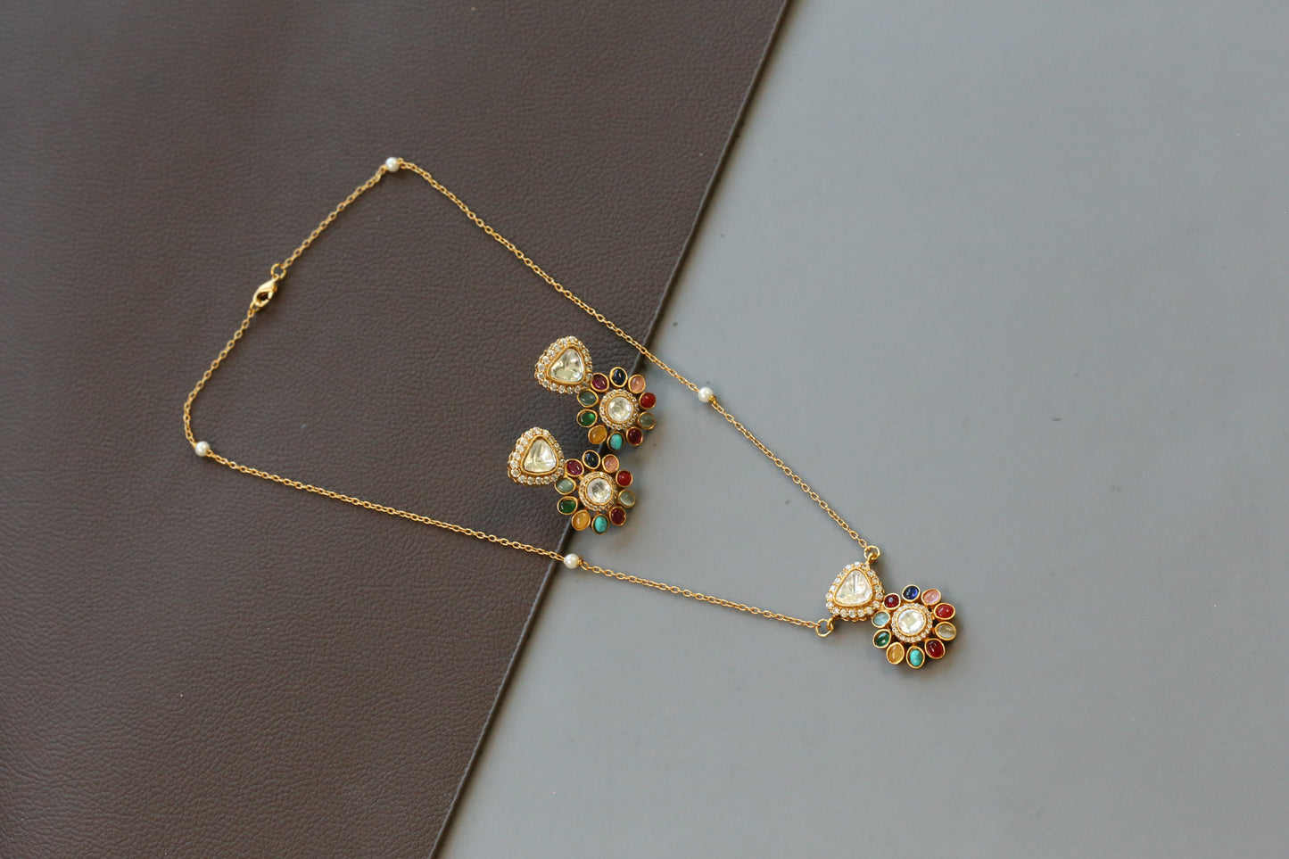 Dainty Multicolor Pendant Set