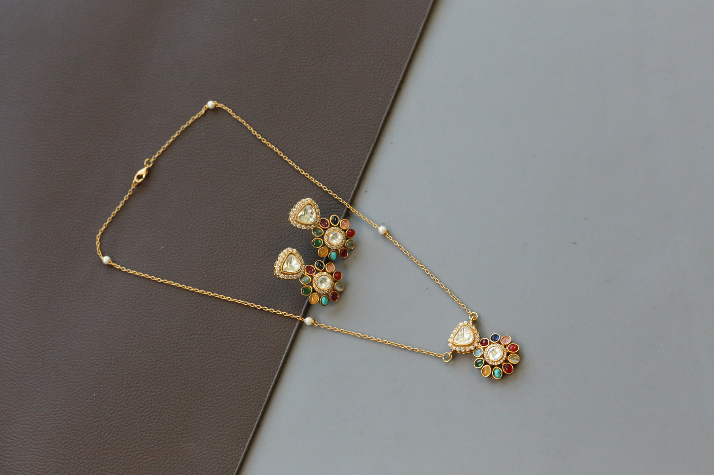 Dainty Multicolor Pendant Set