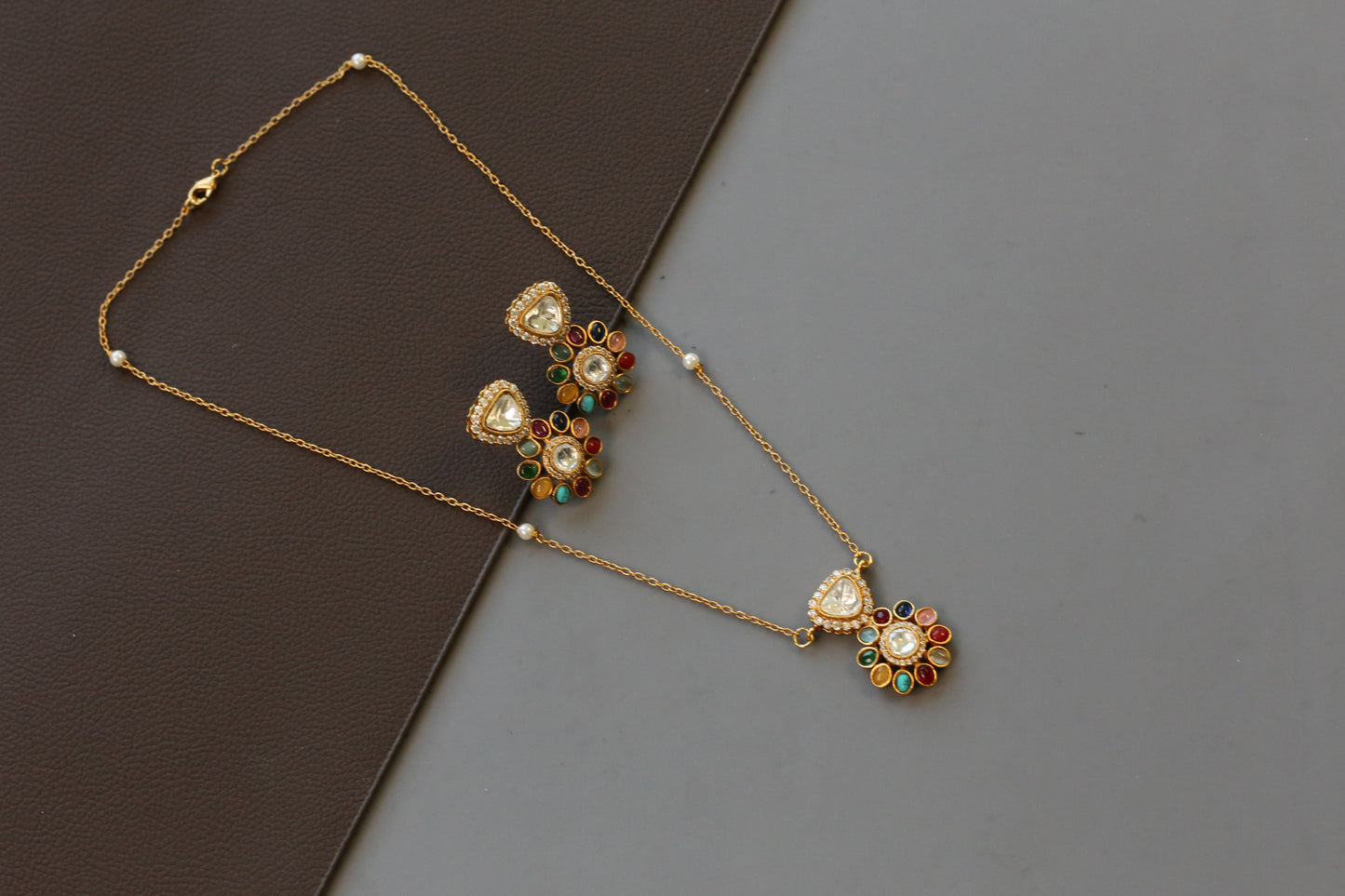 Dainty Multicolor Pendant Set