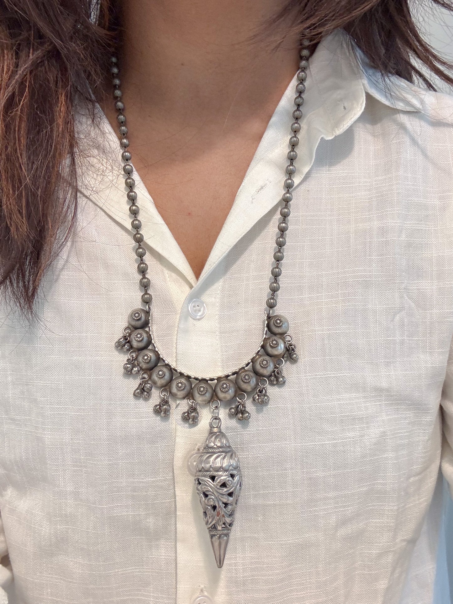 Oxidized Shankh Pendant