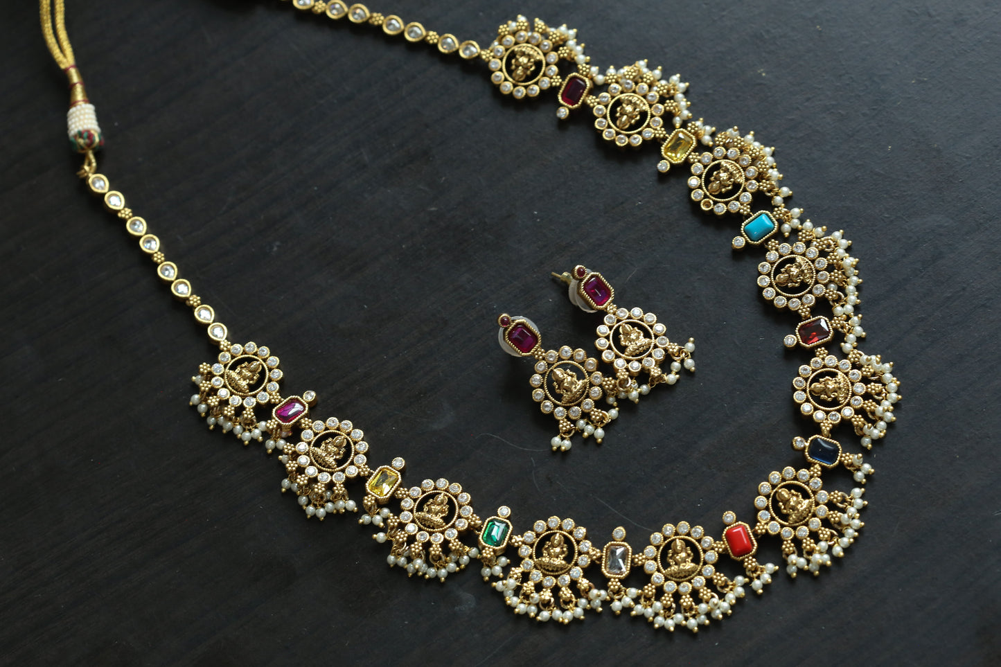 Navratan Lakshmi Necklace Set