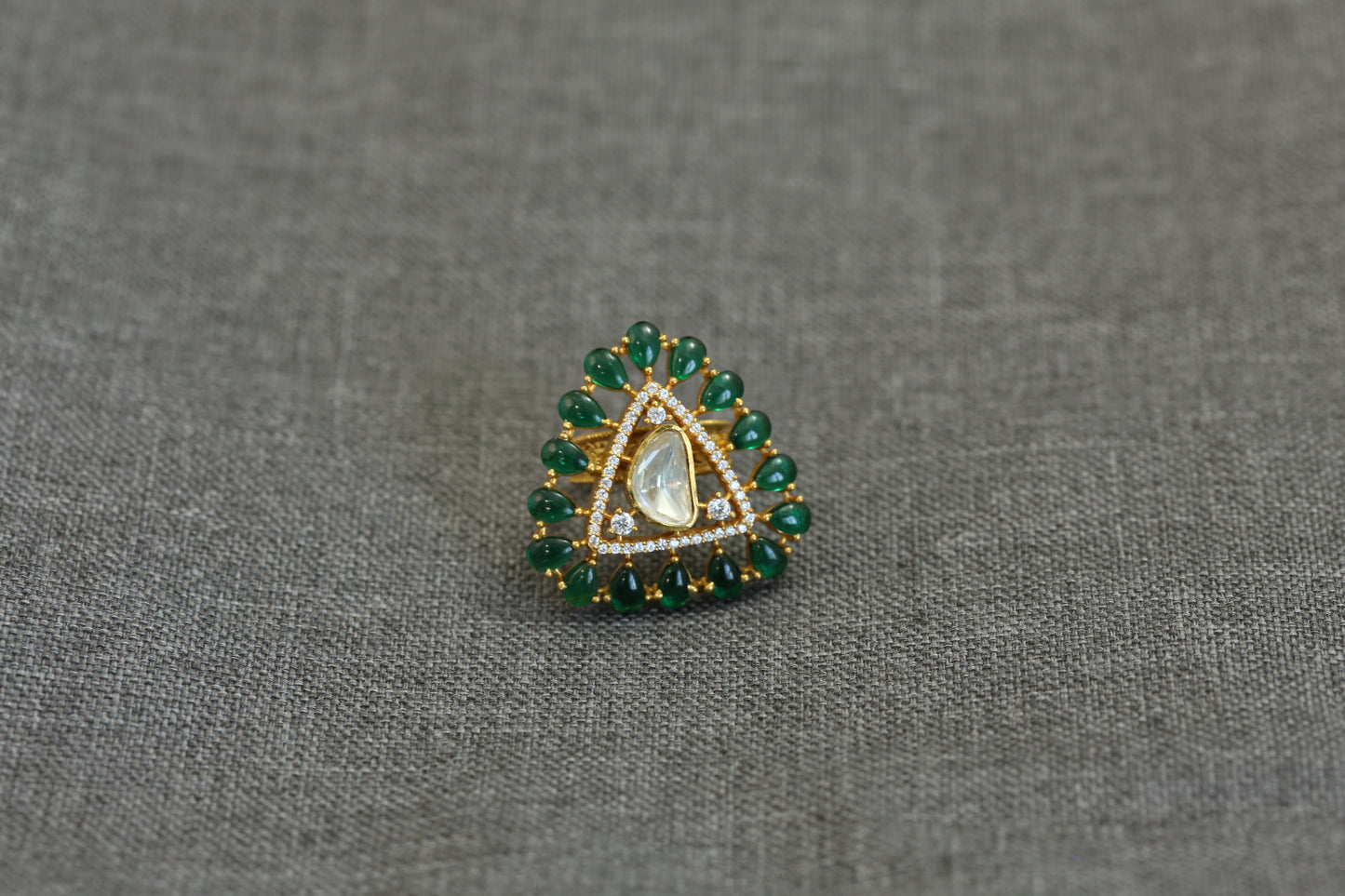 Triangle Real Moissanite & Pota Ring