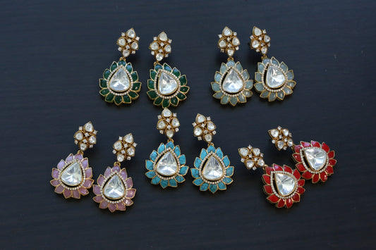 Kundan Moissanite Look Polki Earrings
