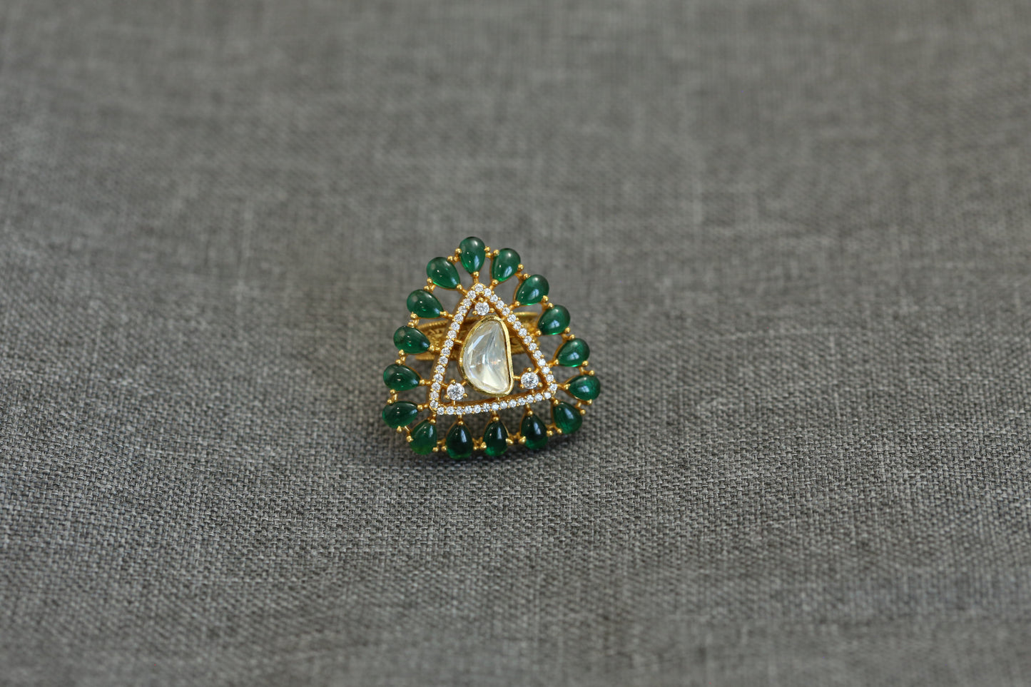 Triangle Real Moissanite & Pota Ring
