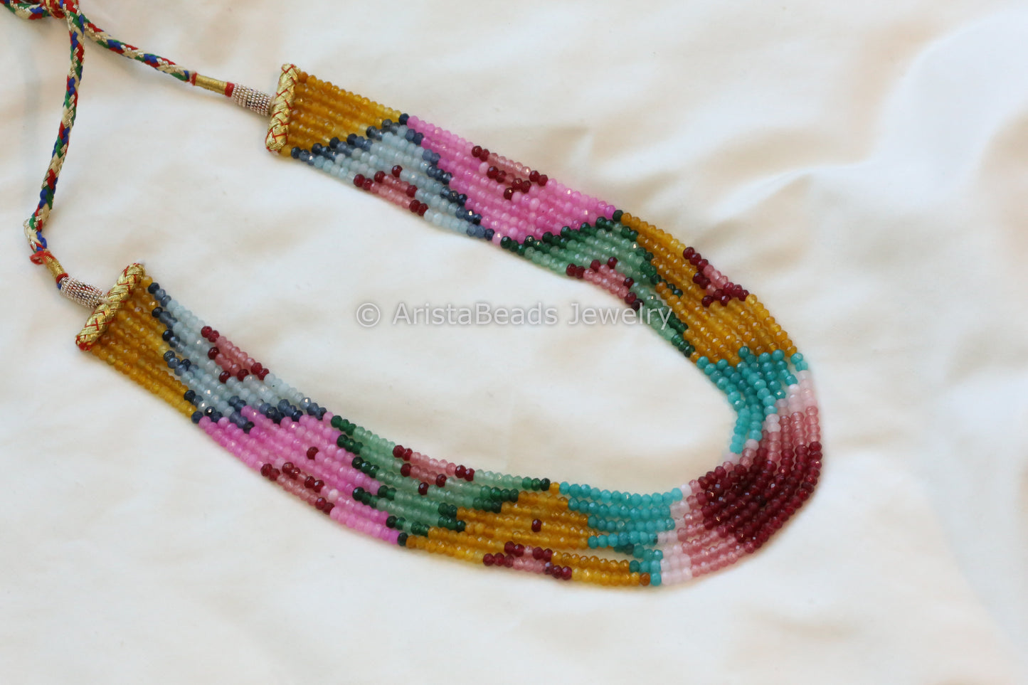 7 Strand Semiprecious Beads Necklace - Style 9
