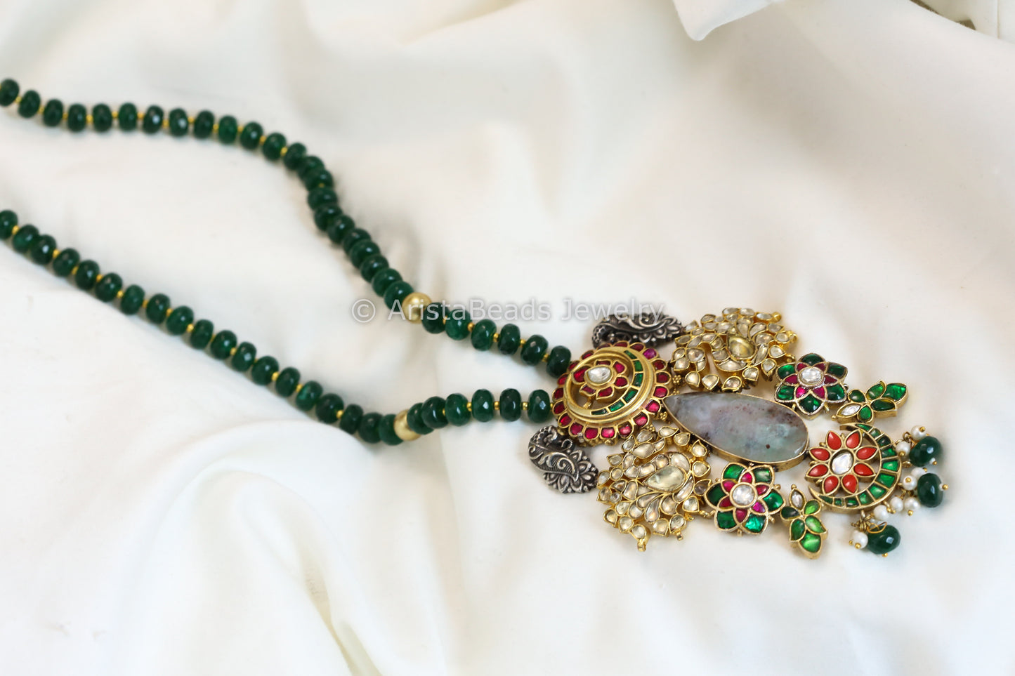Kundan Jadau Fusion Necklace - Agate Beads