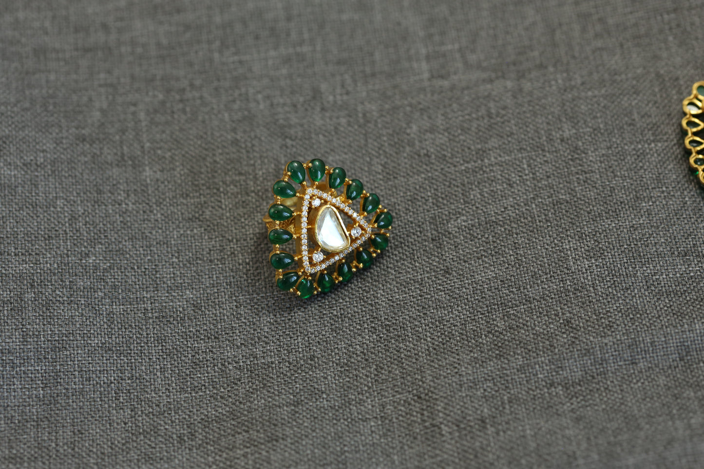 Triangle Real Moissanite & Pota Ring
