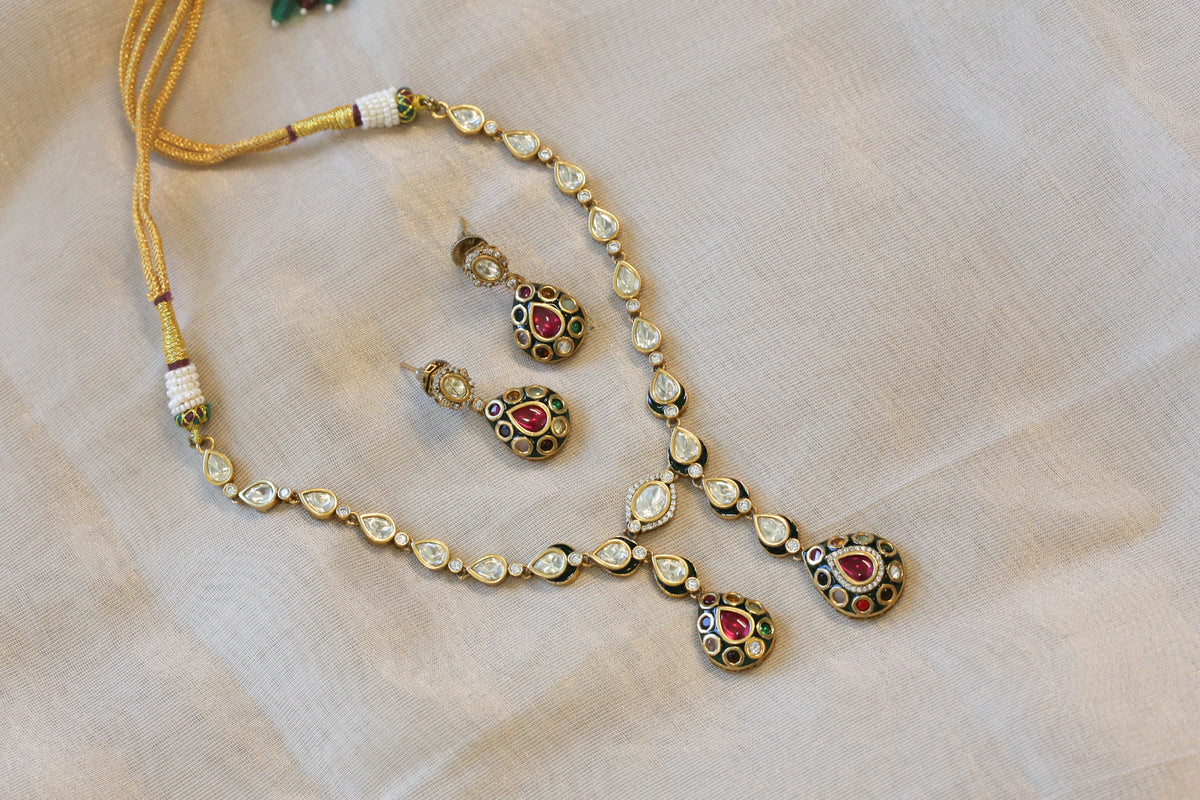 Rajwadi Bikaneri Fusion Kundan Necklace Set