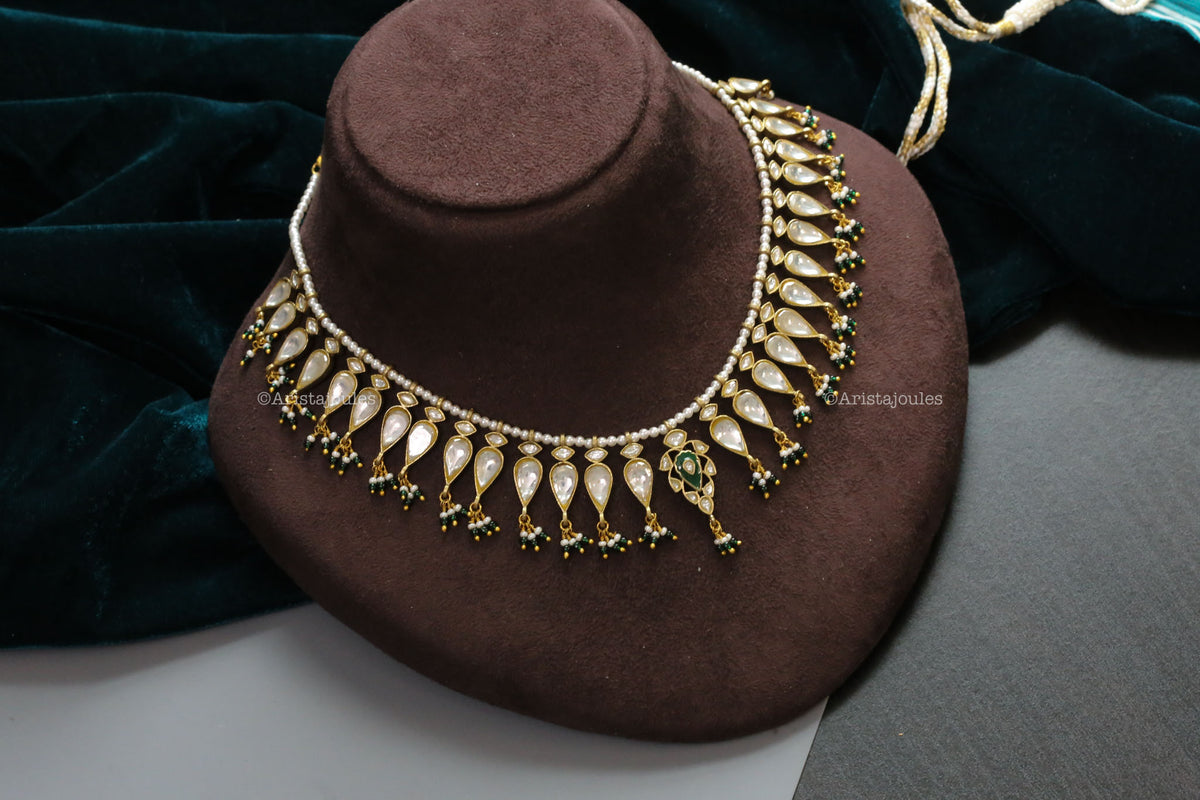 Jahan Handcrafted Jadau Kundan Necklace - Green Enamel