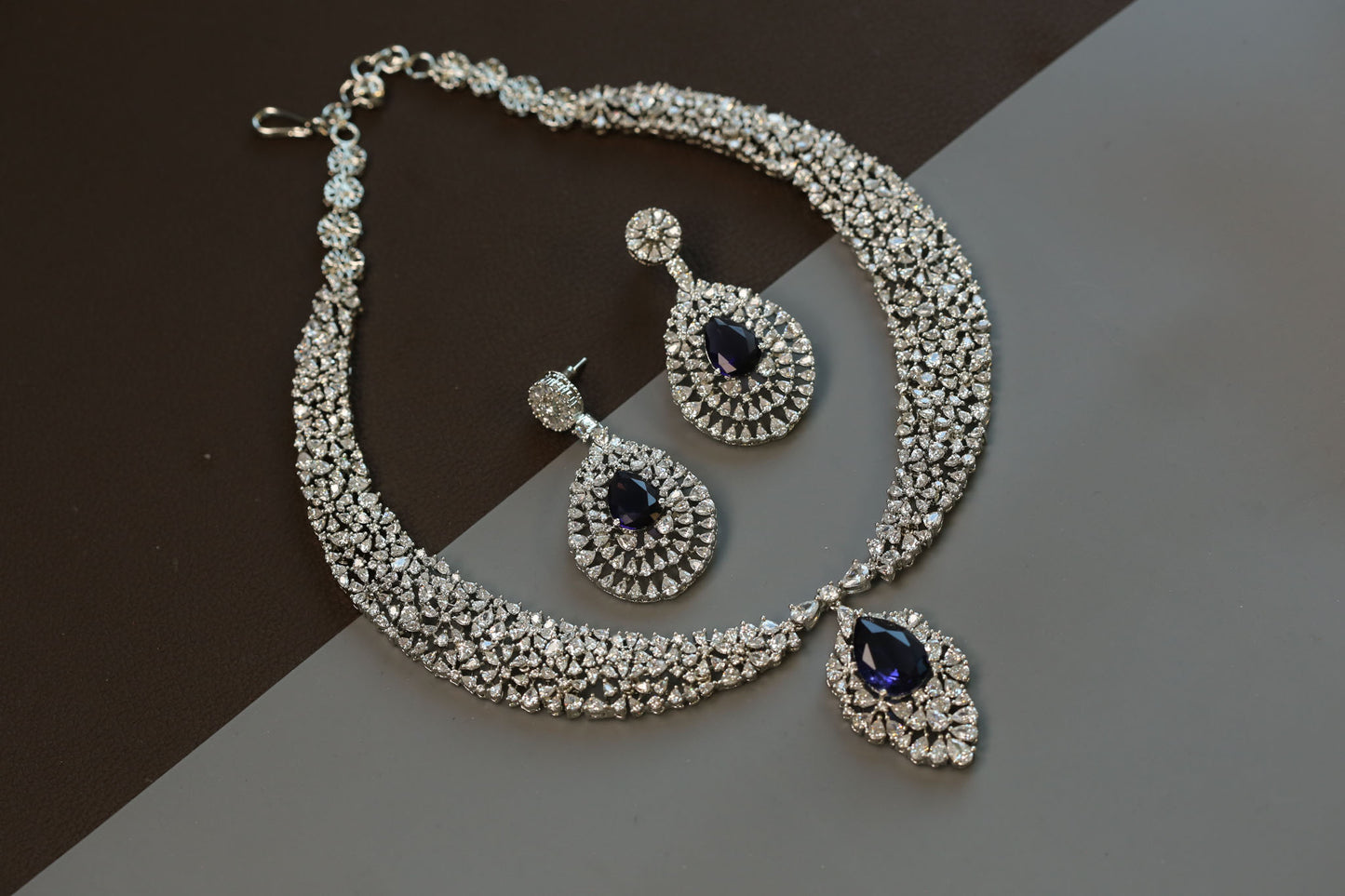 Sitara Premium Quality CZ Necklace Sets - Blue