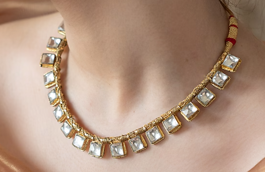 Clear Pachi Kundan Necklace Set