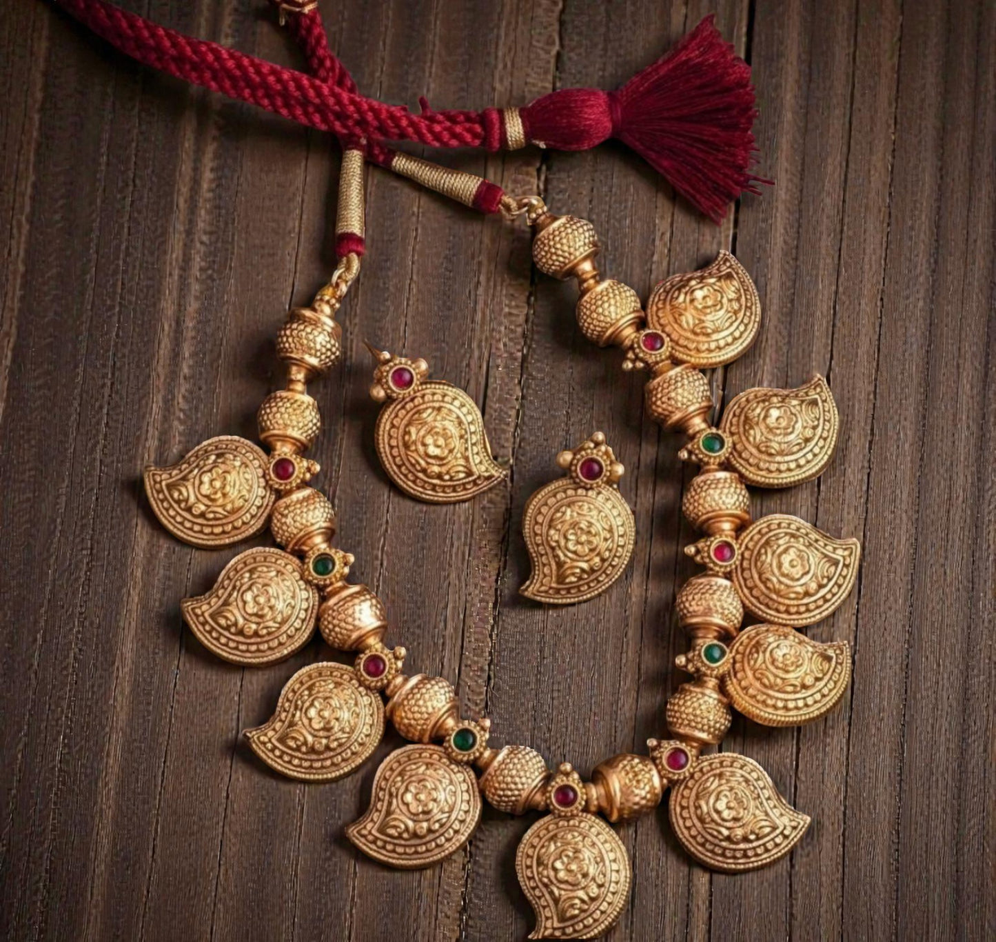 Mango Antique Gold Necklace Set - Multi